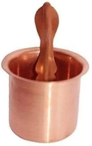 SHREE AASHIRWAD Pure Copper Tamba Pooja Panch Patra with Achmani Pali Spoon for All Puja Purpose