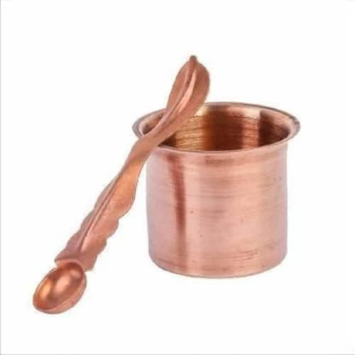 SHREE AASHIRWAD Pure Copper Tamba Pooja Panch Patra with Achmani Pali Spoon for All Puja Purpose