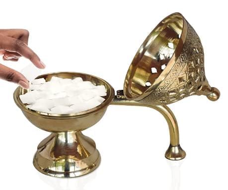 SHREE AASHIRWAD Gallery Home Purifying Brass Dhuna Loban Cylindrical Burner Dhooni Dhoop Dani Dhuni Brass Incense Burner Big Size