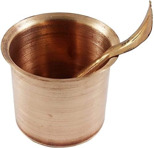 SHREE AASHIRWAD Pure Copper Tamba Pooja Panch Patra with Achmani Pali Spoon for All Puja Purpose