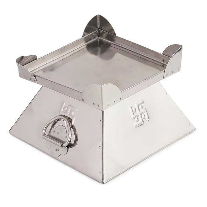 SHREEAASHIRWAD Stainless Steel Hawan Kund for Home and Temple Puja, Square Shape