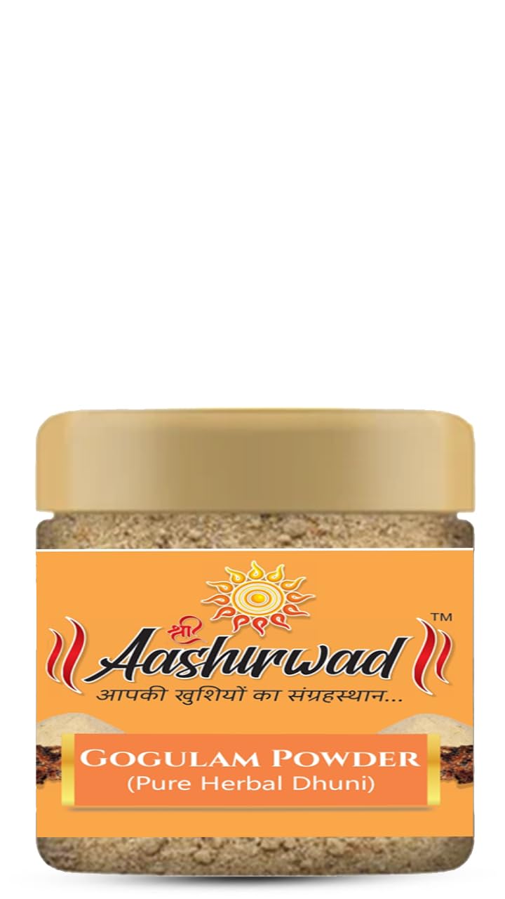 SHREE AASHIRWAD Gogulam Powder Pure Natural Herbal Dhuni | Dhoop Powder | No Artificial Scents and Non-Toxic for Pooja (100 gm)