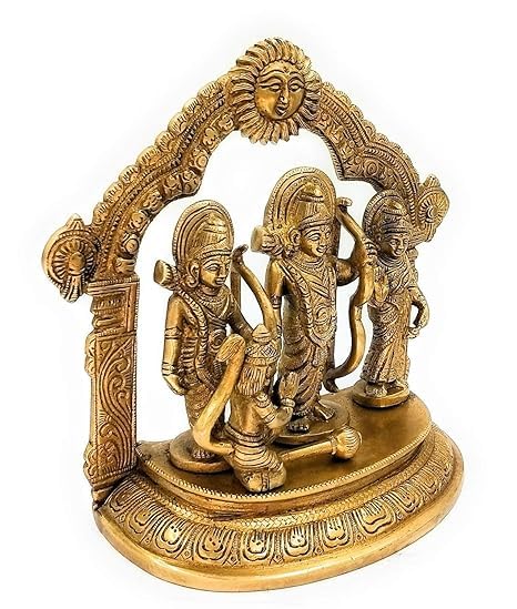 Brass Ram Darbar Statue Shree Ram Ji Sita Laxman Hanuman Home Décor Puja Bhagwan Idol Murti for Home Temple Office Temple |15 cm Height