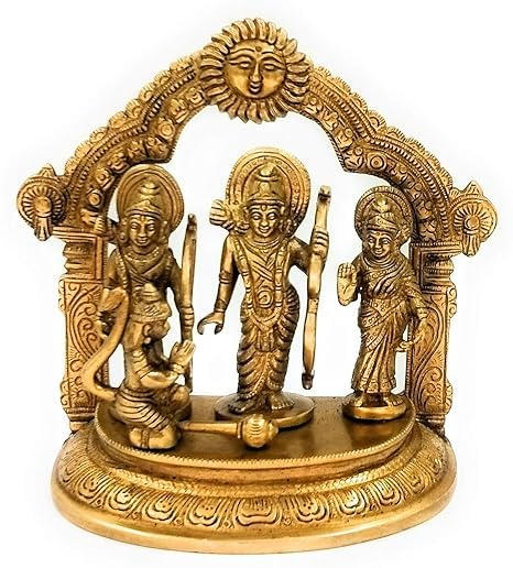 Brass Ram Darbar Statue Shree Ram Ji Sita Laxman Hanuman Home Décor Puja Bhagwan Idol Murti for Home Temple Office Temple |15 cm Height