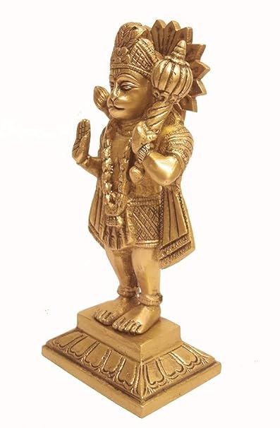 SHREE AASHIRWAD Hanuman Ji Murti | Bajrangbali Sankat Mochan Idol for Car Dashboard | Lord Hanuman Idol Statue for Home Decoration and Puja | Lightweight, Colour Gold |20 cm Height