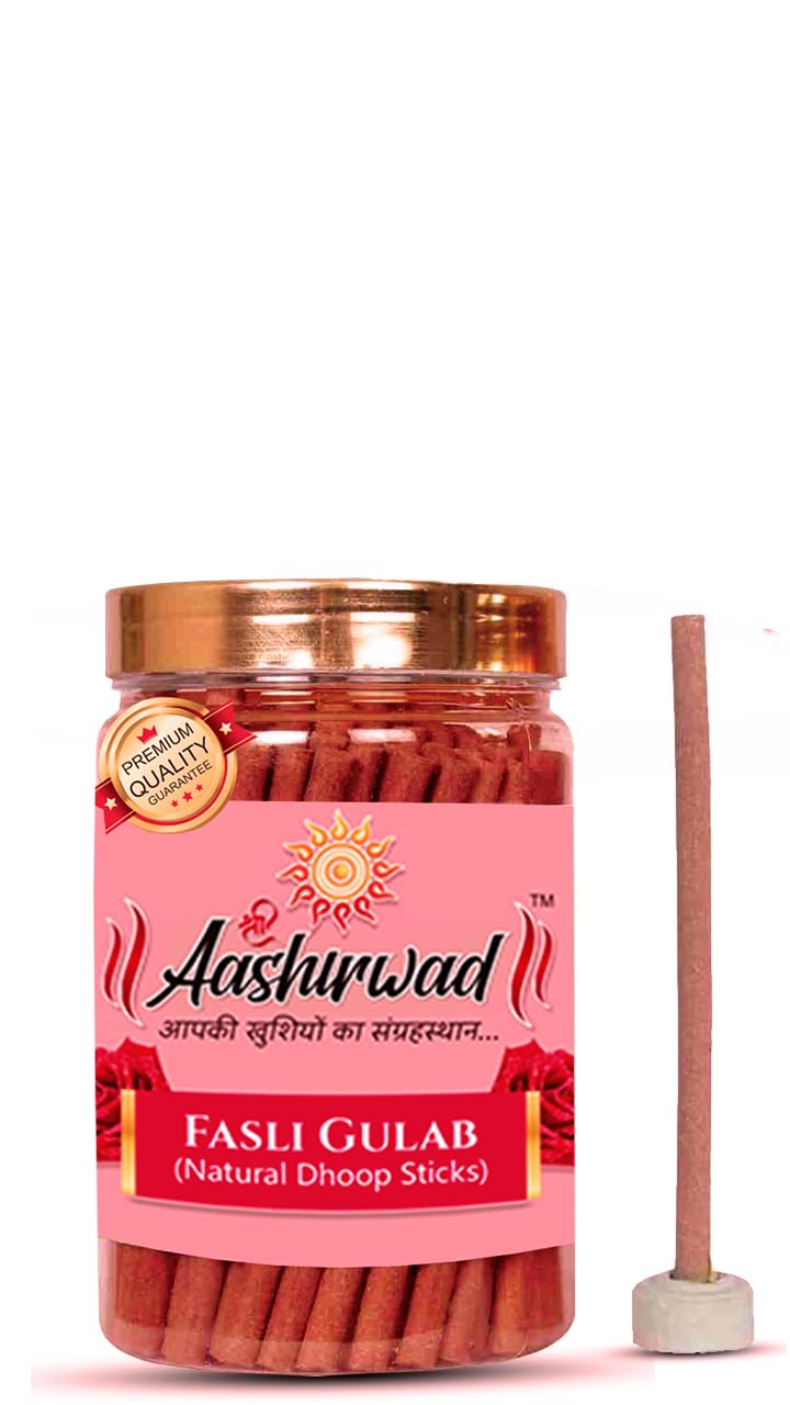 SHREE AASHIRWAD Fasli Gulab Natural Stick | Organic Dhoop | 100 Gm | for Pooja House Temple | Good Fregrance