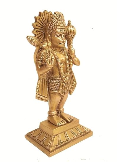 SHREE AASHIRWAD Hanuman Ji Murti | Bajrangbali Sankat Mochan Idol for Car Dashboard | Lord Hanuman Idol Statue for Home Decoration and Puja | Lightweight, Colour Gold |20 cm Height