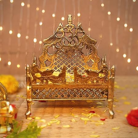 SHREE AASHIRWAD Brass laddu Gopal Statue Baby Krishna Thakur ji murti Little Krishna makhanchor Idol Home Office Decoration