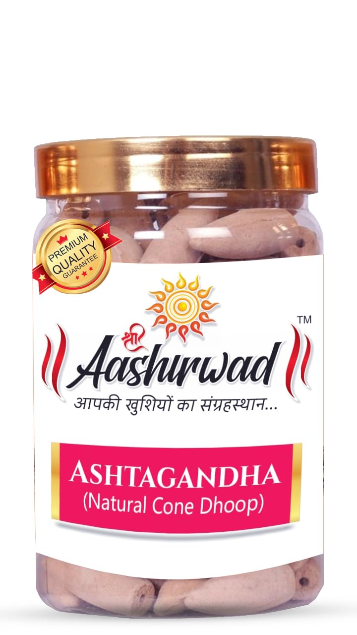 SHREE AASHIRWAD Ashtagandha Parijat Natural Cone | Organic Dhoop | 100 Gm | for Pooja House Temple | Good Fragrance