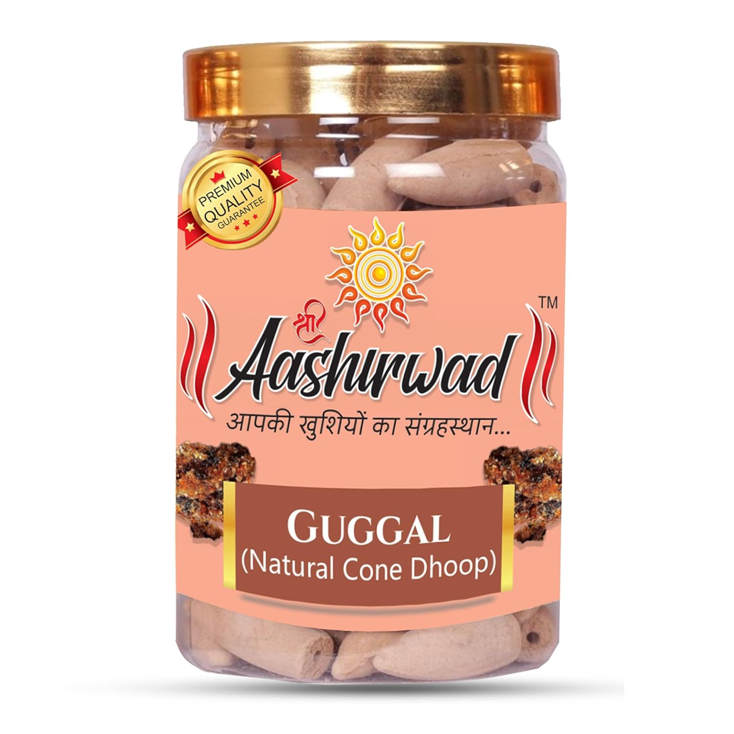 SHREE AASHIRWAD Gugal Natural Cone | Organic Dhoop | 100 Gm | for Pooja House Temple | Good Fragrance