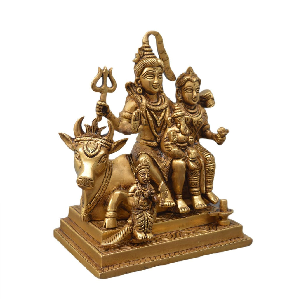 Shree AASHIRWAD Metal Shiv Parivar Murti Metal Shiva Parvati Ganesh Idol Shiv Parivar Murti Statue Shiva Idols Family Sitting On Nandi Showpiece Figurine shivling for Home puja