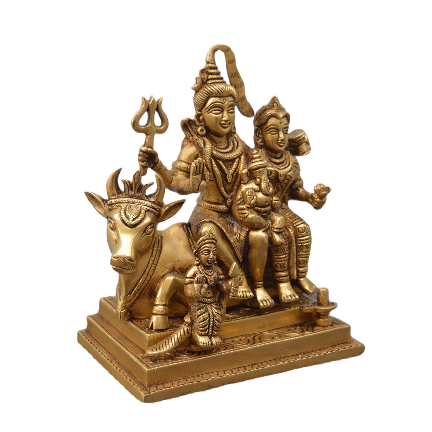 Shree AASHIRWAD Metal Shiv Parivar Murti Metal Shiva Parvati Ganesh Idol Shiv Parivar Murti Statue Shiva Idols Family Sitting On Nandi Showpiece Figurine shivling for Home puja