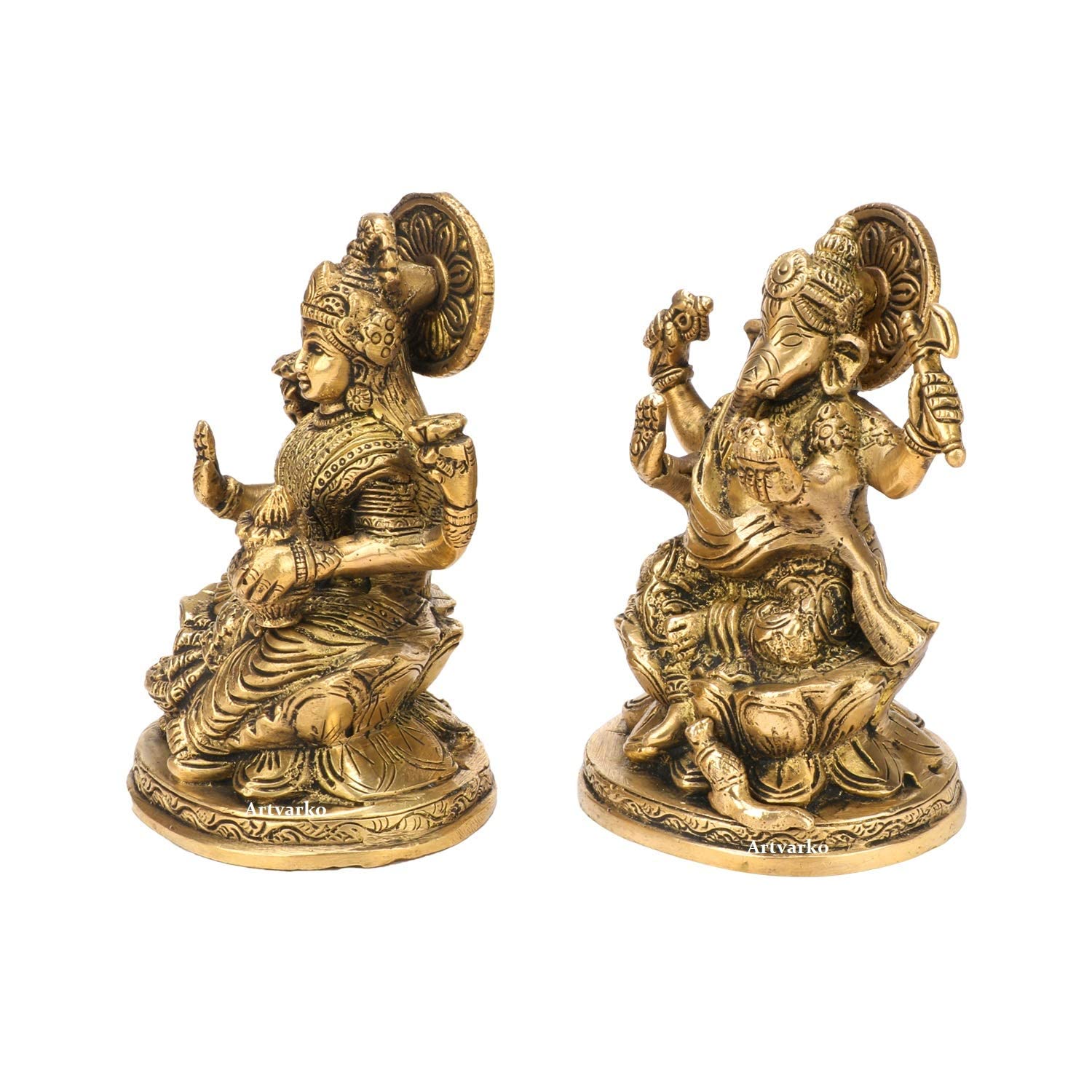 SHREE AASHIRWAD Laxmi Ganesh Set Idol Showpiece Metal Gold Plated Lakshmi Ganesha Idols for Diwali Gifts Puja (Set 1)