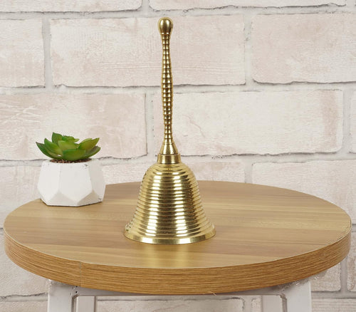 Brass Pooja Bell Ghanti for Mandir - Handbell for Puja Room, Home and Temple Prayer Bell Ghanti for Decoration